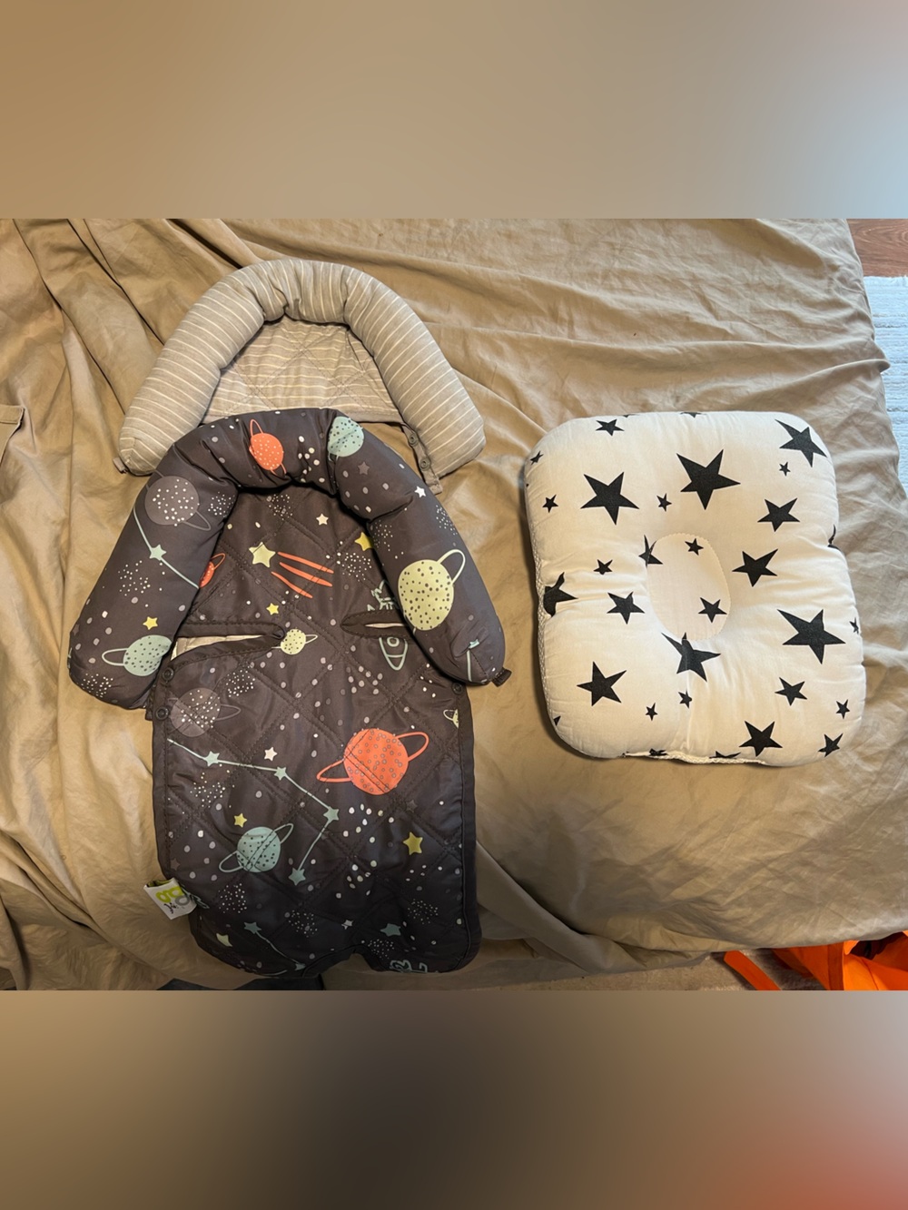 Kids Space-Print Head Support Pillow - Black with Colorful Planets
